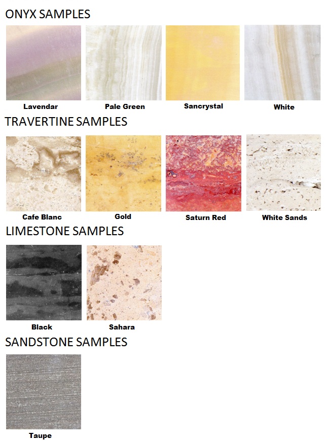 Onyx, Travertine, Limestone & Sandstome Colors